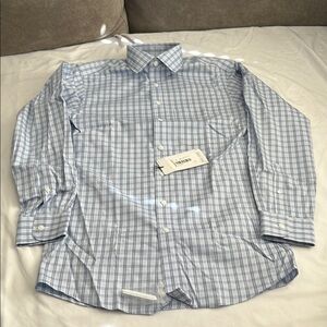 Light Blue Plaid Dress Shirt with Classic Collar